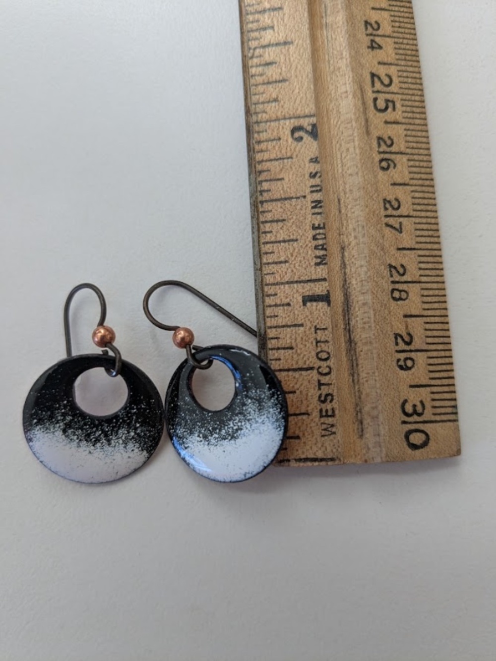 Black and White Ombre Enamel Earrings